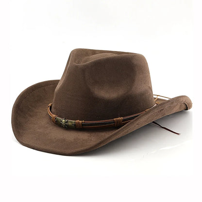 Suede Western Cowboy Hat For Men Women Vintage Rolled Brim Felt Jazz Hats Outdoor Travel Knight Hats | Kimlud Outdoor...