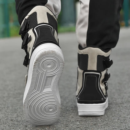 New Retro Cruise Motorcycle Boots Men Travel Leisure Adjust High top Shoes Windproof Off-Road rally Protective Moto Boots