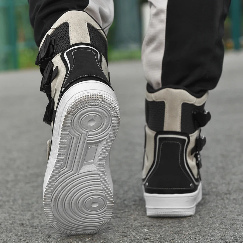 New Retro Cruise Motorcycle Boots Men Travel Leisure Adjust High top Shoes Windproof Off-Road rally Protective Moto Boots