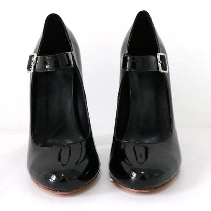 Elegant Women Black Patent Mary Jane High Heel Pumps Buckle Strap Round Toe Block Heel  Party & Office Work Dress Shoes