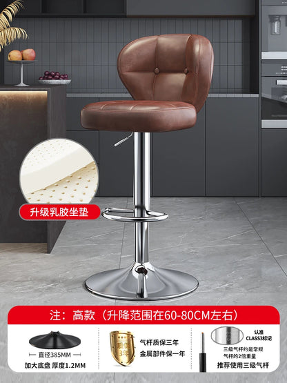 Leather Luxury Designer Bar Stools Minimalist Nordic Counter Gaming Bar Chairs With Back Comfortable Cadeira Trendy Furniture - Kimlud