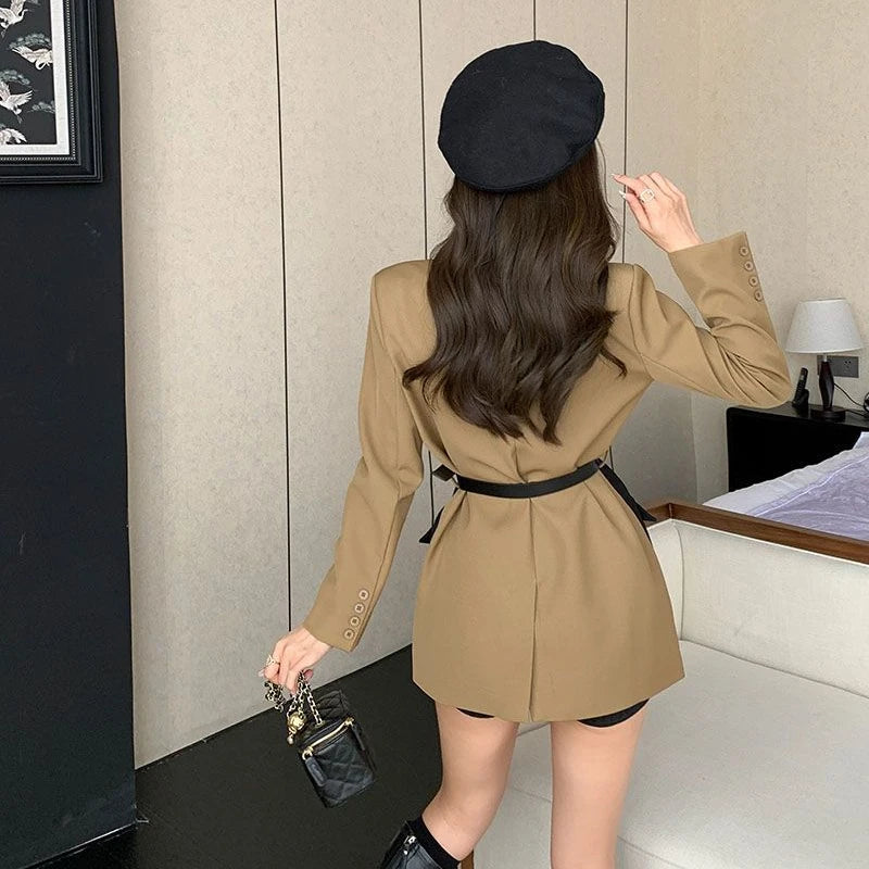 Original Design Blazer Women Fashion New Loose Spliced Pocket Korean Shrug Notched Single Breasted Blazer Mujer Femal...