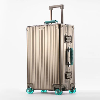 Women Men 2025 New Aluminum Suitcase 20"inch Carry on Rolling Luggage 29inch Trolley Case With Wheels