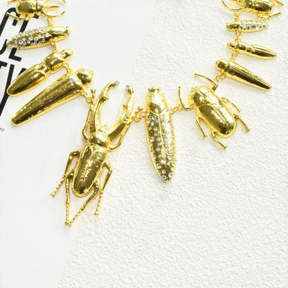 New Metal Alloy Gold-plated Multi Bugs Charms Chunky Necklace For Women Jewelry Exaggerated Sweater Necklace Accessories...