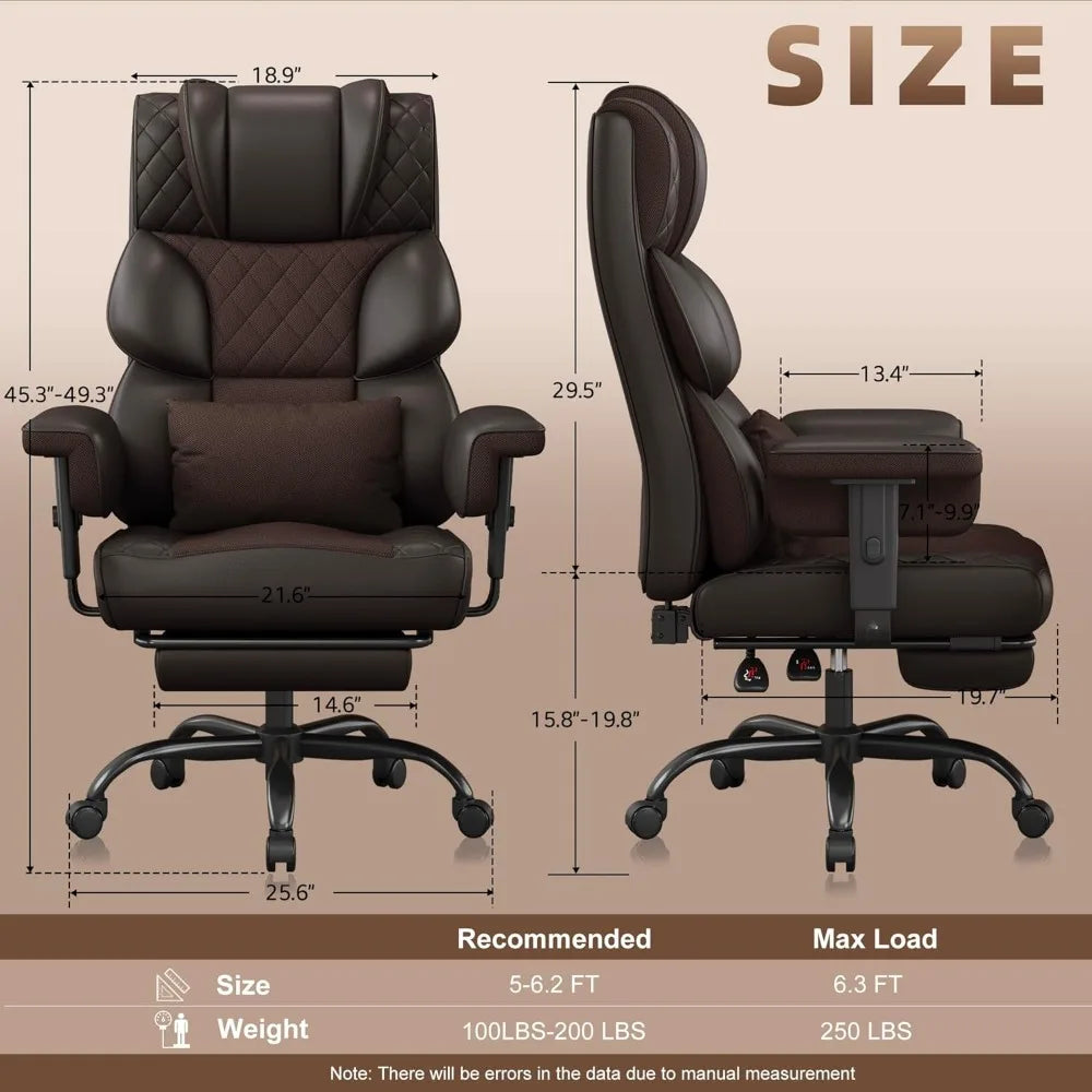 Big and Tall Office Chair, Computer Chair with Soft Adjustable Armrests, Ergonomic High Back Gaming Chair with Lumbar Support