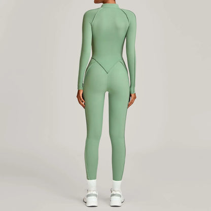 Three-dimensional Long Sleeve Zipper Sport Jumpsuit Women Sportswear One Pieces Gym Clothing Yoga Sets Female Fitness Overalls