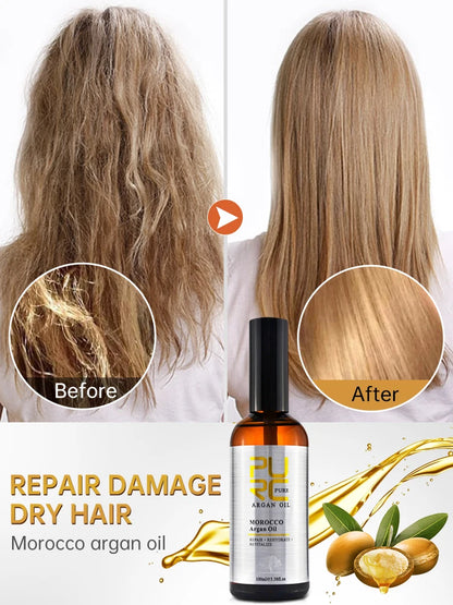 PURC Morocco Argan Oil Smoothing Hair Treatment Repair Damaged Frizz Hair Care Products for Women 100ml | Kimlud Premium Purc