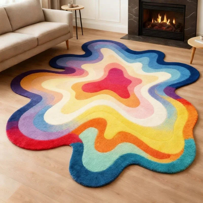 VIKAMA Dopamine Abstract Plush Rug Soft And Comfortable Irregular Shaped Rug For Living Rooms And Bedrooms Home Decoration - Kimlud