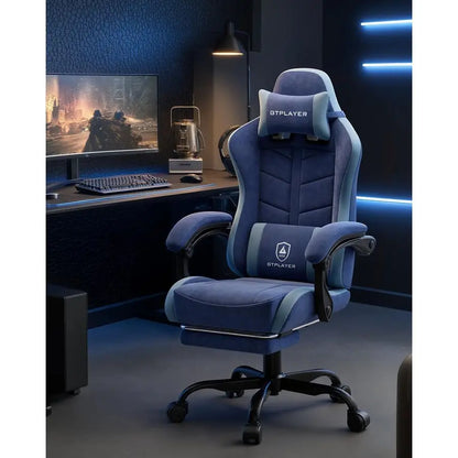 Gaming Chair with Footrest, Computer Gaming Chair for Adults and Kids, Height Adjustable Gamer Chair with 90155 Recline amp Rem