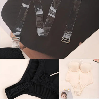 Women Body Shaper Bra Backless Bodysuits Thong Invisible Tummy Control Shapewear Girdle Sheath Slimming Underwear Push Up Corset