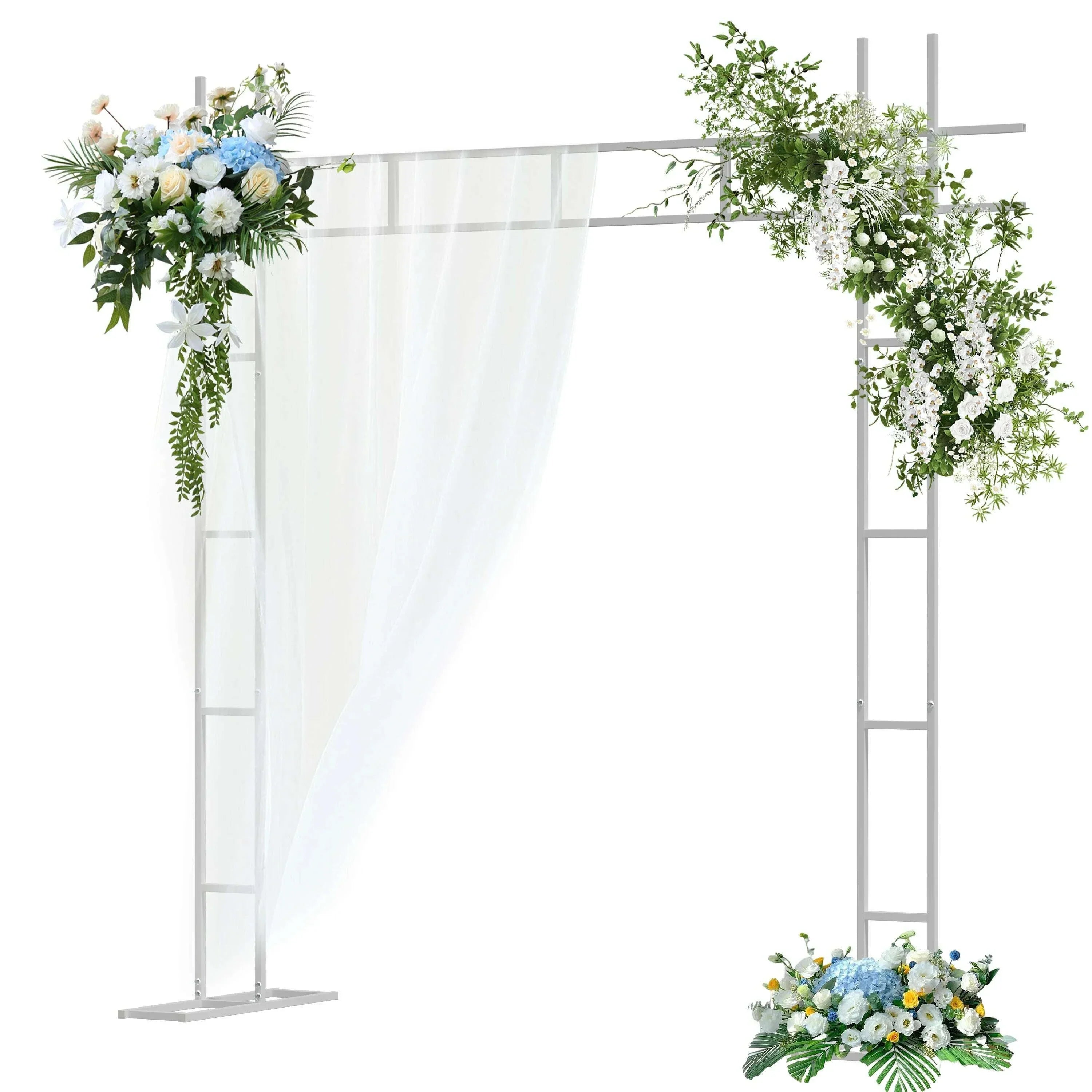 Square White Wedding Arch Metal Ceremony Party Floral Ballon Stand