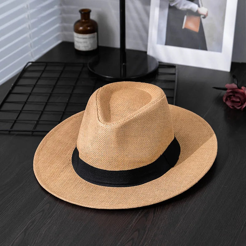 Panama hat men summer fashion travel vacation beach wide brim sun protection sun hat men's sun hat Panama hat women fashion