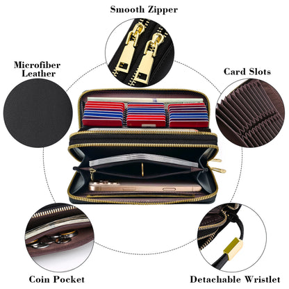 Fashionable RFID anti-theft new women's long wallet with dual zippers, multifunctional credit card bag, coin and change...