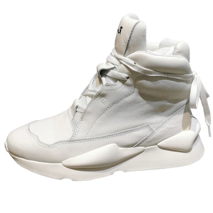 Handcrafted Leather Sneakers Boots Man Calf Leather Unisex Casual Shoes Soft Tennis Shoes Oversized Women's Ankle Boots Couples