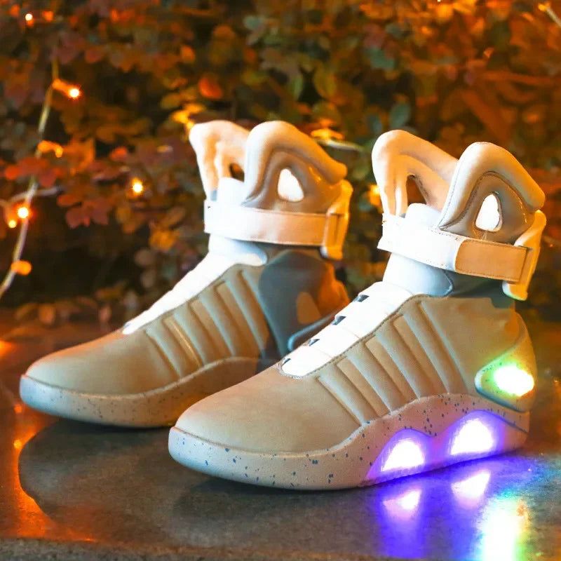 Children Basketball Shoes Boy USB Charging Led Luminous Shoes Adult Light Up Casual Men Back To The Future Glowing Sneaker 36-46