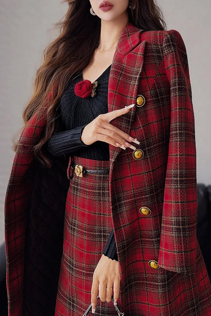 Dabuwawa Notched Double Sided Woolen Long Coat Women New Arrival Epaulet Double Breasted Jacket Elegant Outwear Y2K DM1DCO017