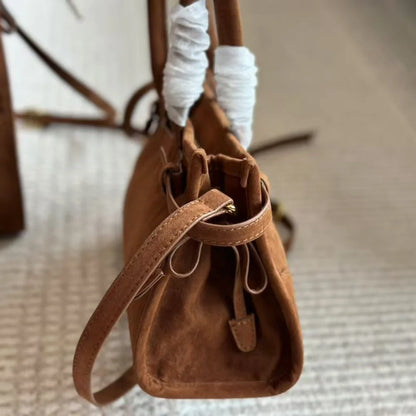 2025 New Casual Versatile Leather Belt Buckle Suede Retro Underarm Bag Premium Texture Niche Handbag Crossbody Bag Shoulder Bag
