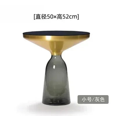 Nordic Creative Glass Round Coffee Table Combination Living Room Reception Side Table Transparent Light Luxury Coffee Tables - Kimlud