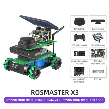 ROSMASTER X3 ROS2 Robot Aluminum Alloy Frame Autopilot Lidar Mapping for Jetson NANO Orin NX SUPER Orin NANO SUPER Raspberry Pi5