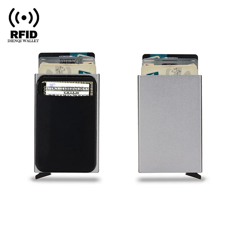 DIENQI Rfid Credit Card Holder Smart Minimalist Aluminium Metal Wallet Thin Pop-up Cardholder Wallets for Men Creditcard Case
