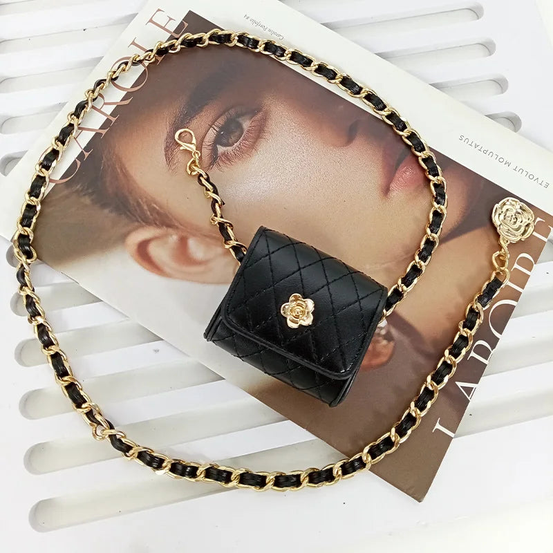 Luxury Desiner Girdle Chain Belt Bag Female camellia Mini Waistpack Versatile Purse Elegant Belt For Women Dress Jeans Waistband - Kimlud