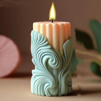 2025 3D Blooming Lily flower relief cylindrical candle silicone mold flower cylinder resin mould Blooming peony gypsum molds