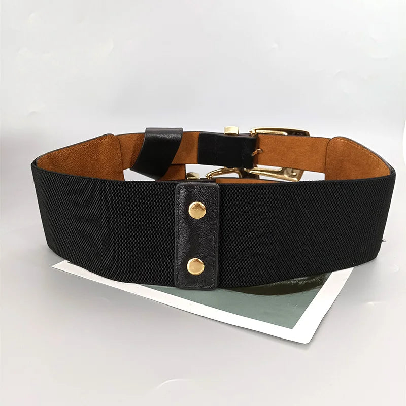 Female Waist Gothic Elastic Corset Belt Female Stretch Cummerbunds High Quality Luxury Designer Black Punk Wide Belts...