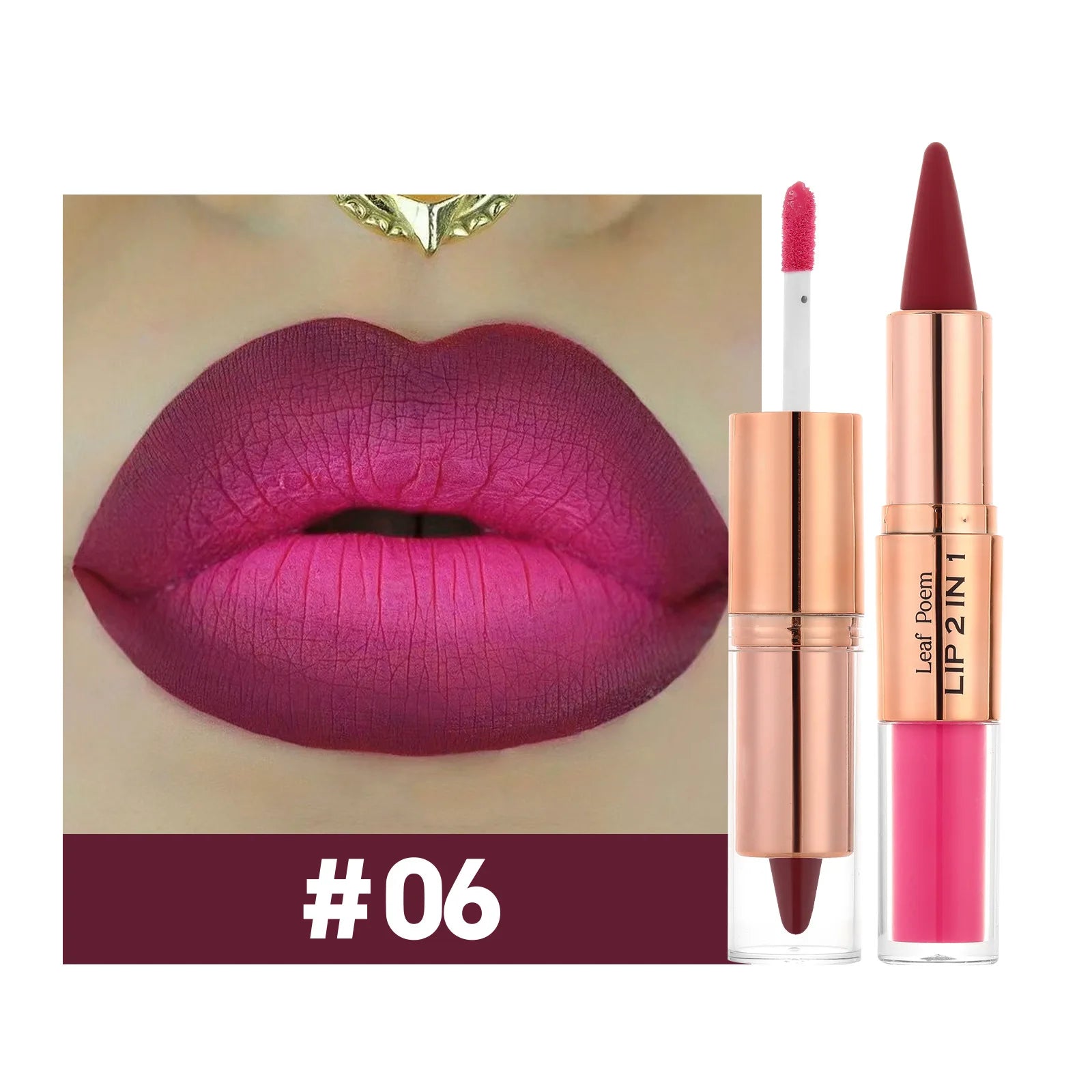 Sexy Red Black Lipstick Waterproof Lipliner Makeup Black Purple Rose Double Head Matte Lipgloss Tapered Lip Liner...