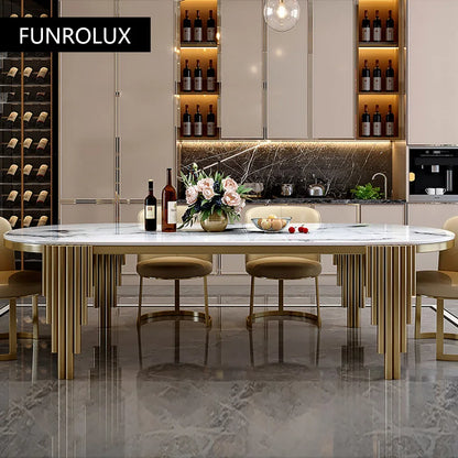 Stainless steel Dining Room Set Home Furniture modern marble dining table | Kimlud Luxury Table