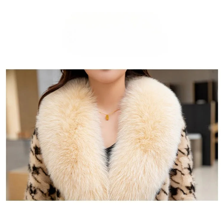 Hot Sales Genuine Mink Fur Fashion New Women's Long Thickened Oversized Fox Fur Collar Warm Mink Coat High Quality Real Fur Coat