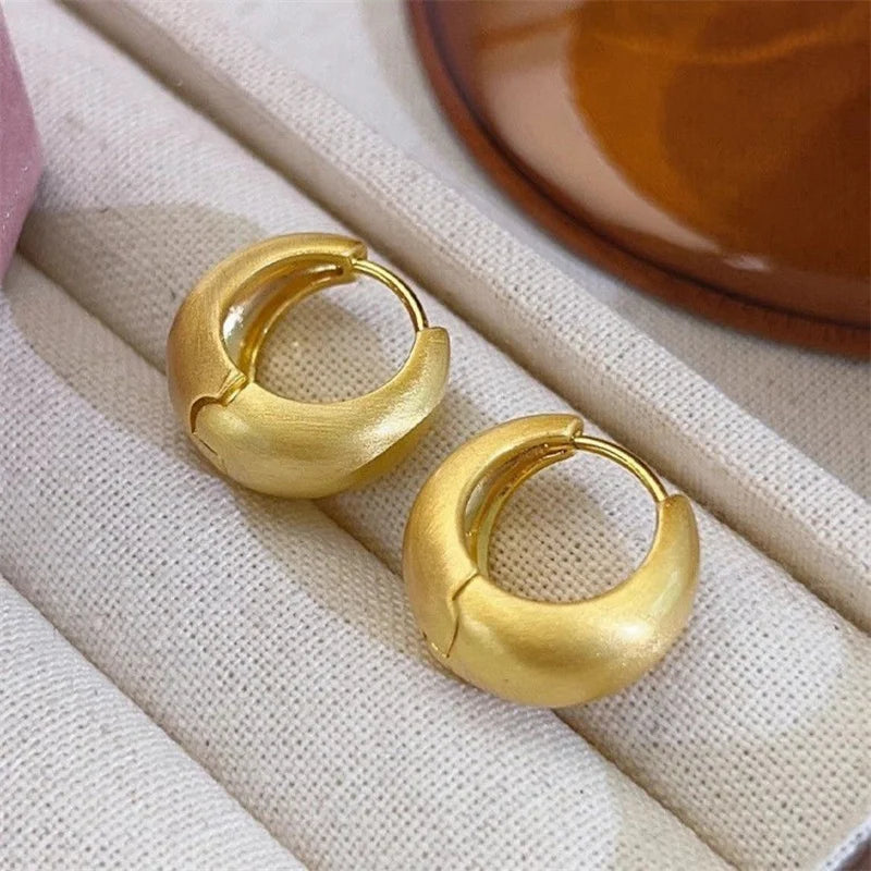 Vintage Gold Silver Color Round Hoop Earrings For Women Trendy Wire Drawing Design Earring Jewelry Party Accessories...