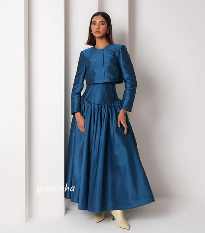 Customized Jiayigong s Draped Wedding Party A-line O-Neck Bespoke Occasion Gown Midi es | Kimlud Luxury Dress