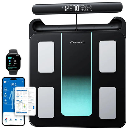Smart Body Composition Scale with 8 Electrodes, Dual-Frequency BIA, 28 Health Metrics & App Sync - Kimlud