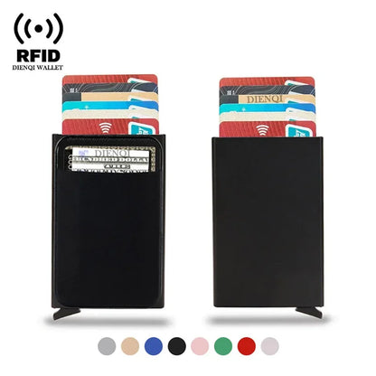 DIENQI Rfid Credit Card Holder Smart Minimalist Aluminium Metal Wallet Thin Pop-up Cardholder Wallets for Men Creditcard Case