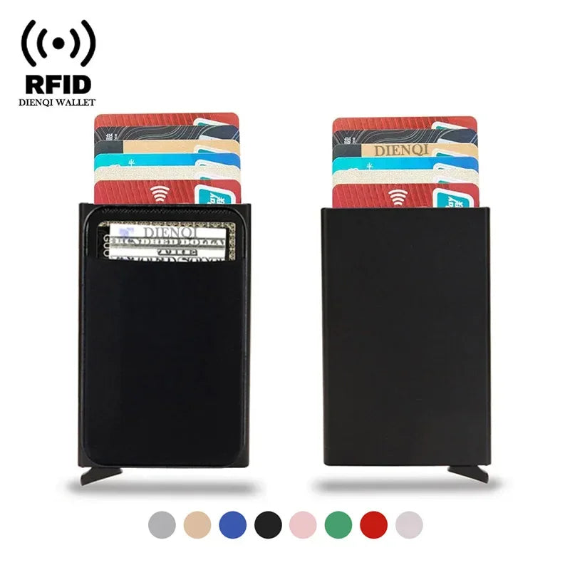 DIENQI Rfid Credit Card Holder Smart Minimalist Aluminium Metal Wallet Thin Pop-up Cardholder Wallets for Men Creditcard Case