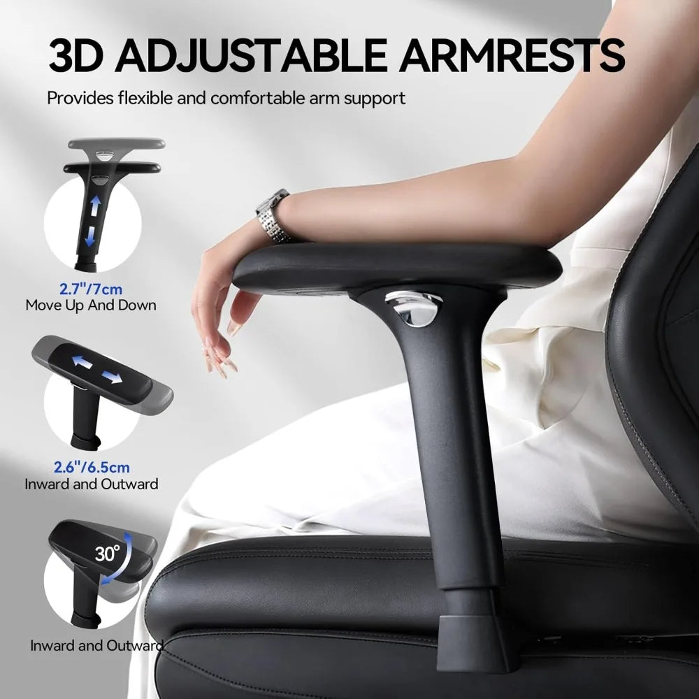 Ergonomic Office Chair with Foot Rest Reclining Chair with Adjustable Arms and Headrest High Back Gaming Chair with Lumbar