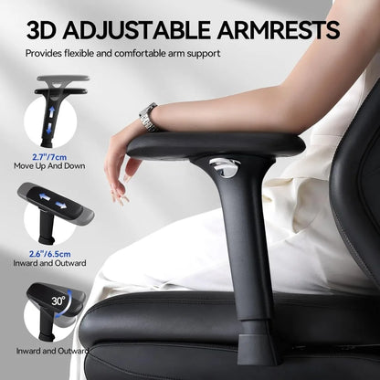 Ergonomic Office Chair with Foot Rest Reclining Chair with Adjustable Arms and Headrest High Back Gaming Chair with Lumbar