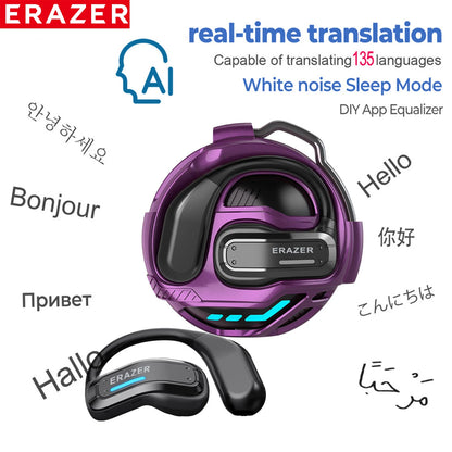 ERAZER X8 AI Translator Earbuds Gaming Bluetooth 5.4 Wireless Headphones Low latency HD Call Earphones with Mic Waterproof