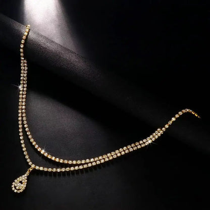 Luxury Rhinestone Double Chain Water Drop Waist Chains Body Jewelry for Women Crystal Body Belly Chain Body Decoration...