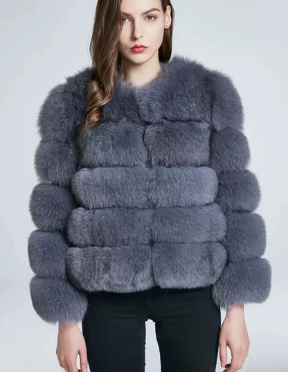 Ladies' real fox fur coat, detachable sleeves, 2-in-1 coat with variable vest