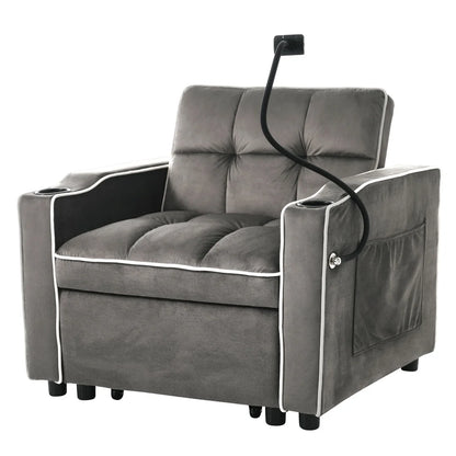 3-in-1 single-bed sofa - with beverage rack and phone holder, sofa recliner, recliner, armchair, 83*167*76 cm - Kimlud