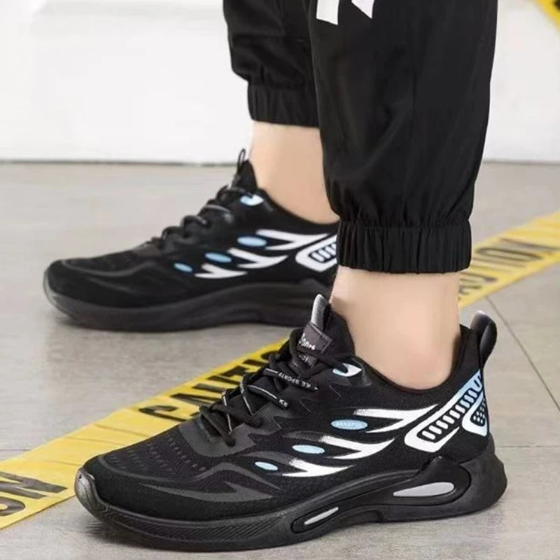 Summer Sneakers for Men Mesh Breathable Running Shoe Lace Up Trend Wear Resistant Platform Shoes Comfortable Soft Sole Men Shoes