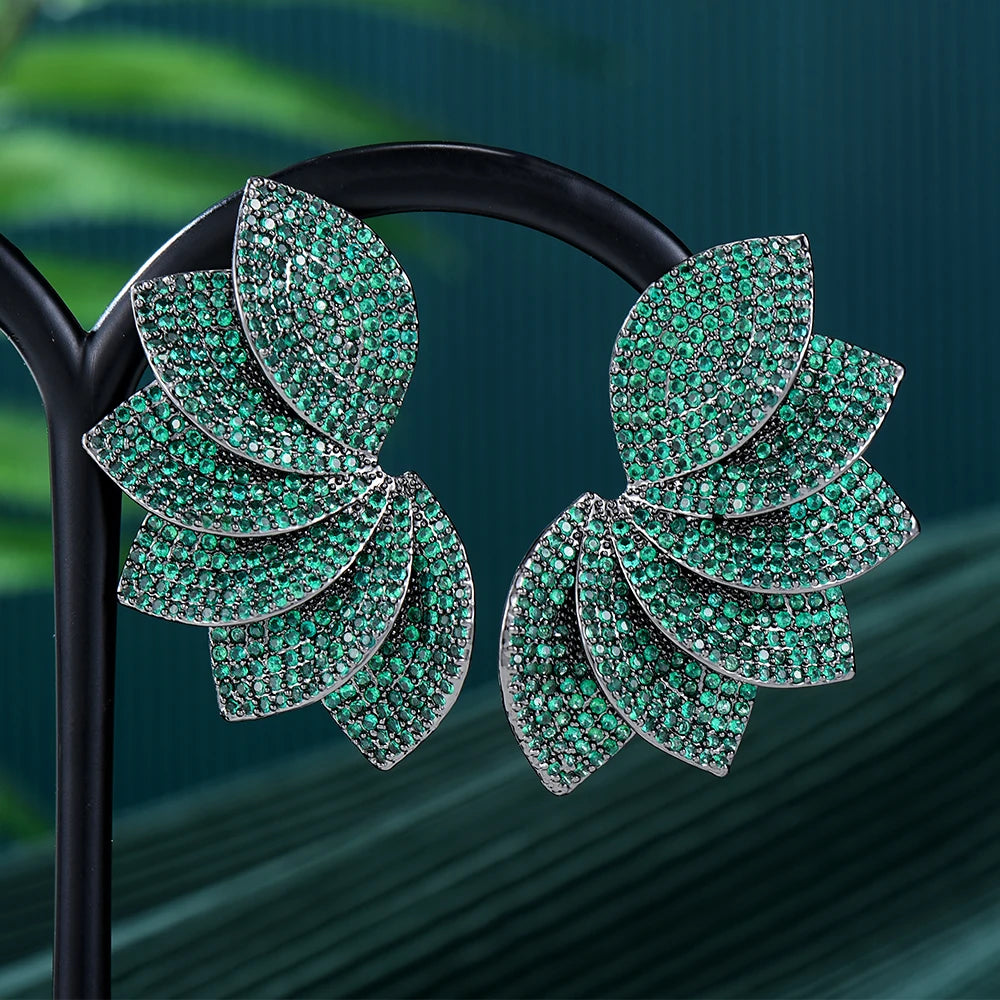 GODKI Red Carpet New Leaves Drop Dangle Earrings for Women Wedding Full Micro Cubic Zircon High Jewelry Dubai Bridal Earring