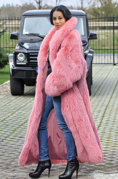 Chic Oriented Women's Faux Grass Outerwear Fashionable Casual Comfort Autumn-Winter Long Solid Color Lapel Faux Grass Coat