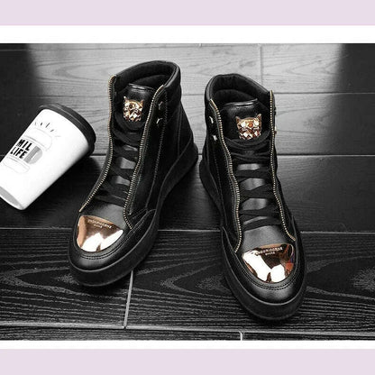 High Top Casual Shoes Men Sneakers 2024 Fashion Skateboard Shoes Leopard Platform Shoe Sport Training Shoes Men's Ankle Boots