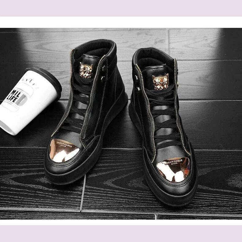 High Top Casual Shoes Men Sneakers 2024 Fashion Skateboard Shoes Leopard Platform Shoe Sport Training Shoes Men's Ankle Boots