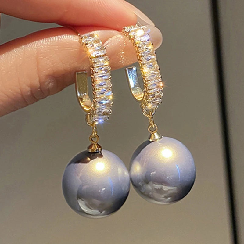 New Classic Elegant Imitation Pearl Dangle Earrings For Women Crystal Long Tassel Exquisite Drop Earring Wedding Jewelry...