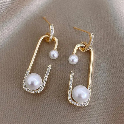 New Classic Elegant Imitation Pearl Dangle Earrings For Women Crystal Long Tassel Exquisite Drop Earring Wedding Jewelry...