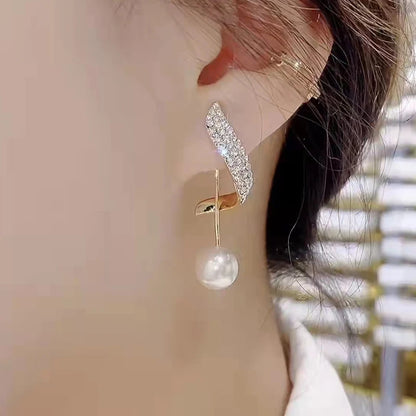 New Classic Elegant Imitation Pearl Dangle Earrings For Women Crystal Long Tassel Exquisite Drop Earring Wedding Jewelry...