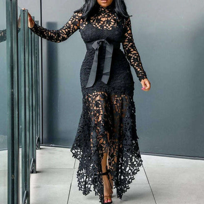 Affordable Brand New Dress Lace Women Dress Bodycon Evening Party Ladies Maxi Dresses Long Sleeve Plus Size Prom